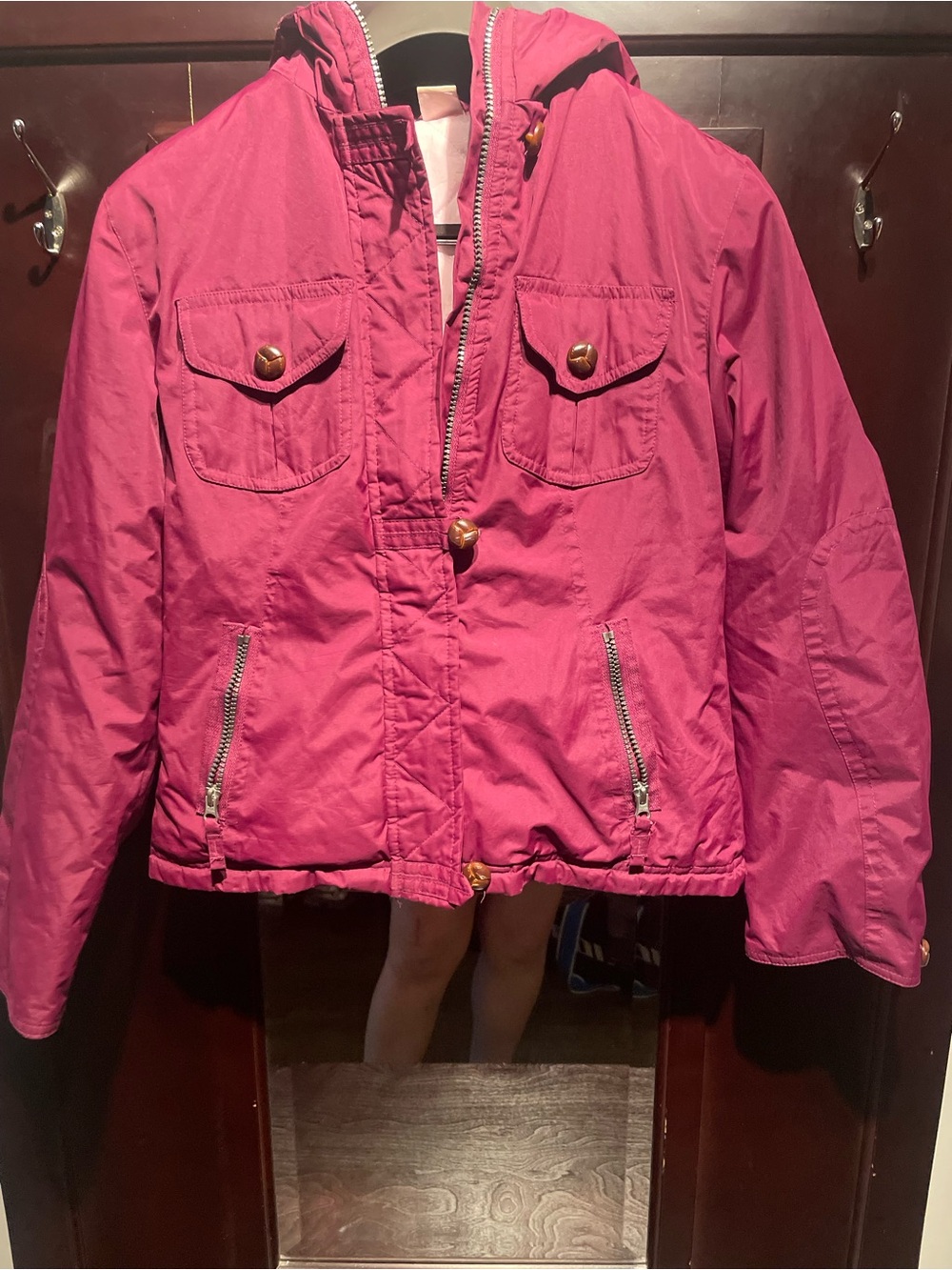 Faded Glory Bright Pink Hooded Kids Raincoat